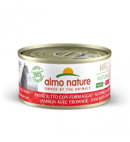 ALMO NATURE GATTO NATURAL MADE IN ITALY PROSCIUTTO CON FORMAGGIO DA 70 GR IN LATTINA