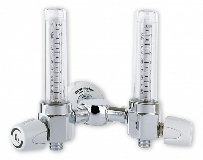 Doppio Flussimetro 30 LT/MIN alto flusso -con attacco Afnor barre ospedaliere