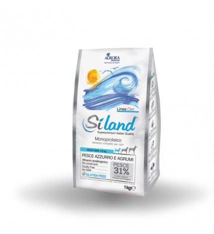 AURORA BIOFARMA SILAND CANE DIET ADULT MINI IPOALLERGENICO MONOPROTEICO CON PESCE AZZURRO E AGRUMI DA 1 KG