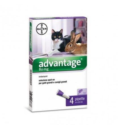 BAYER ANTIPARASSITARIO ADVANTAGE SPOT-ON 80 PER GATTI & CONIGLI DI PESO SUPERIORE A 4 KG