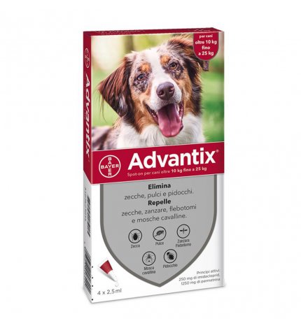 ELANCO ANTIPARASSITARIO ADVANTIX SPOT-ON CANI DA 10 KG FINO A 25 KG 4 PIPETTE DA 2,5 ML