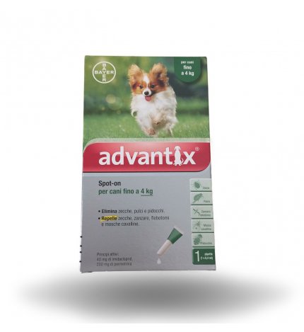 ELANCO ANTIPARASSITARIO ADVANTIX SPOT-ON CANI FINO A 4 KG 1 PIPETTA DA 0,4 ML