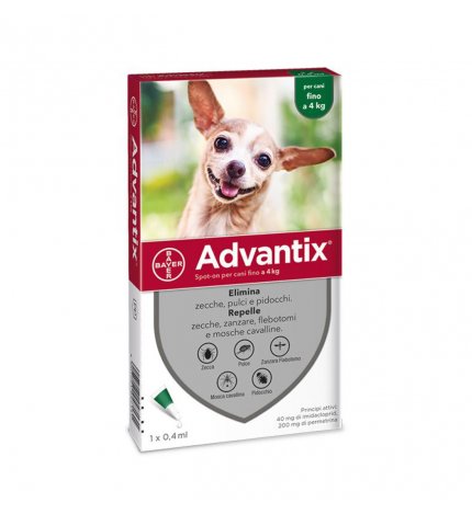 ELANCO ANTIPARASSITARIO ADVANTIX SPOT-ON CANI FINO A 4 KG 4 PIPETTE DA 0,4 ML