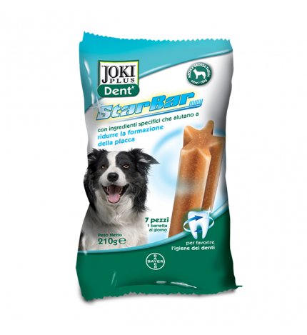 BAYER CANE SNACK JOKI PLUS DENT STARBAR TAGLIA MEDIA GRANDE DA 210 GR