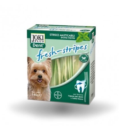 BAYER CANE SNACK JOKI PLUS DENTAL FRESH STRIPES TAGLIA PICCOLA MEDIA DA 140 GR