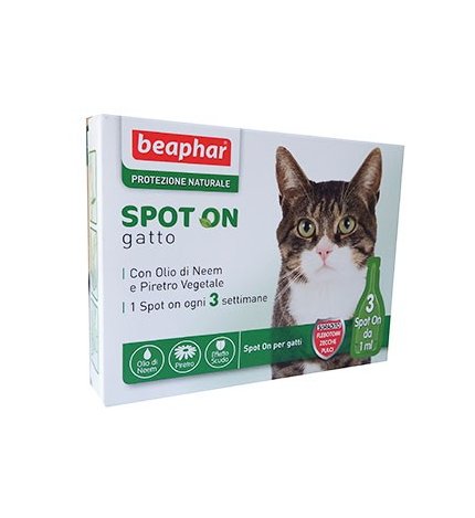 BEAPHAR SPOT-ON GATTO 3 PIPETTE OLIO DI NEEM