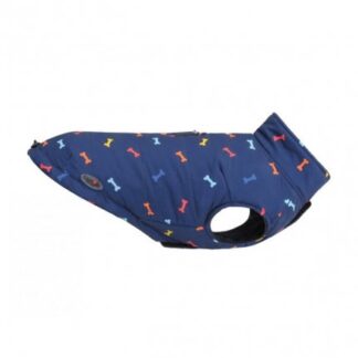 Camon cane cappottino lisbona in tessuto morbido con interno in pile e stampa con fantasia ossicini tg. 33