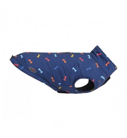 Camon cane cappottino lisbona in tessuto morbido con interno in pile e stampa con fantasia ossicini tg. 33