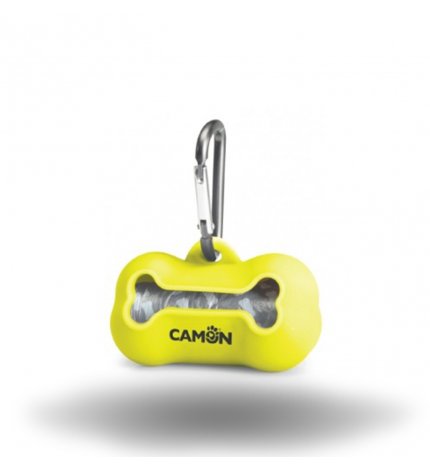 CAMON CANE DISPENSER IN SILICONE CON 20 SACCHETTI IGIENICI COLORE GIALLO