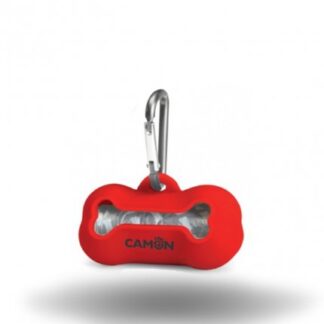 CAMON CANE DISPENSER IN SILICONE CON 20 SACCHETTI IGIENICI COLORE ROSSO