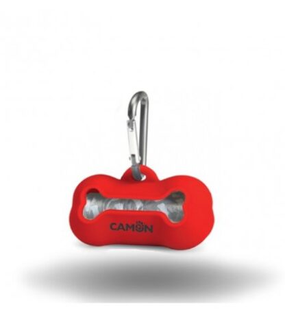 CAMON CANE DISPENSER IN SILICONE CON 20 SACCHETTI IGIENICI COLORE ROSSO