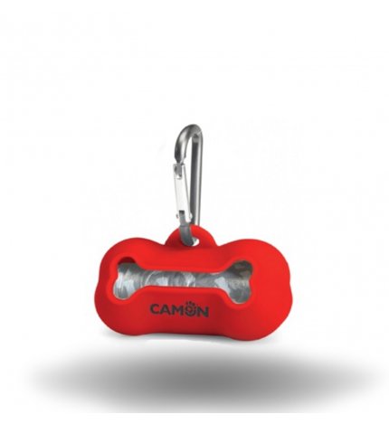 CAMON CANE DISPENSER IN SILICONE CON 20 SACCHETTI IGIENICI COLORE ROSSO