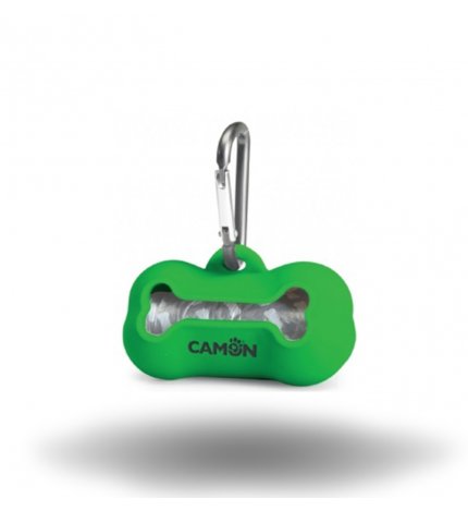 CAMON CANE DISPENSER IN SILICONE CON 20 SACCHETTI IGIENICI COLORE VERDE