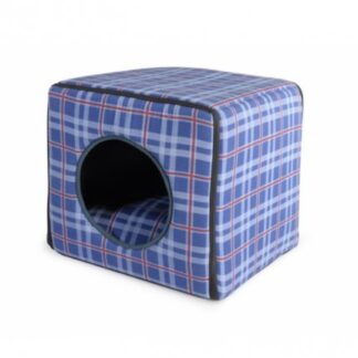 CAMON CANE E GATTO CUBO IN TESSUTO SCOTTISH 40X40X40 CM BLU