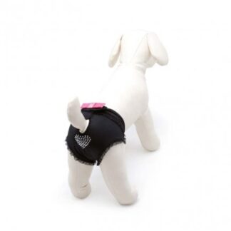 CAMON CANE MUTANDINA IN MICROFIBRA NERA CON FIOCCO TAGLIA 4 PER WESTY SCOTTISH BARBONCINO NANO