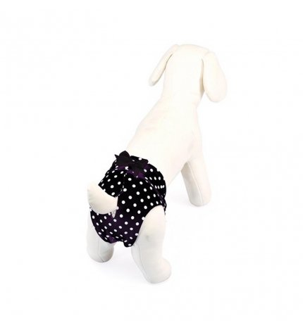 CAMON CANE MUTANDINA NERA A POIS IN COTONE ELASTICIZZATO CON FIOCCO TAGLIA 3