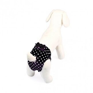 CAMON CANE MUTANDINA NERA A POIS IN COTONE ELASTICIZZATO CON FIOCCO TAGLIA 4