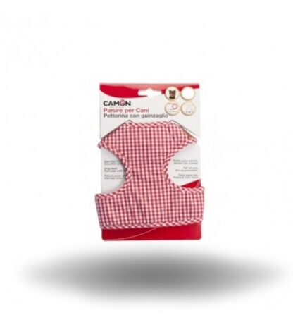CAMON CANE PETTORINA CON GUINZAGLIO QUADRETTO ROSSO TAGLIA MEDIUM