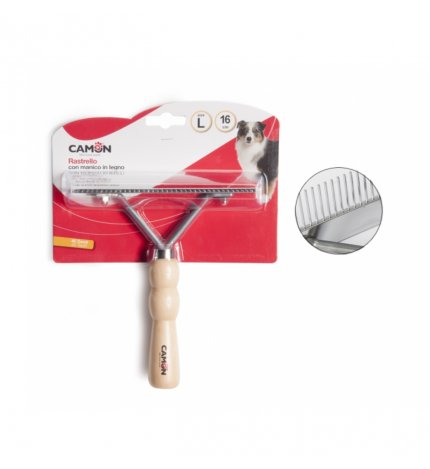 CAMON CANE RASTRELLO CON MANICO IN LEGNO 40 DENTI 16 CM TAGLIA LARGE