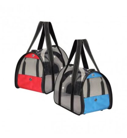 CAMON CANE TRASPORTINO CON RIVESTIMENTO TRASPARENTE 48 X 29 X 29 CM BLU O ROSSO
