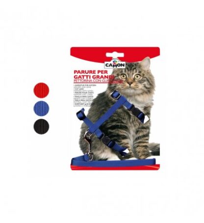 CAMON GATTO PETTORINA CON GUINZAGLIO BIG CAT COLORI MISTI