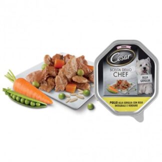 CESAR CANE CHEF AL POLLO ALLA GRIGLIA CON RISO INTEGRALE E VERDURE DA 150 GR