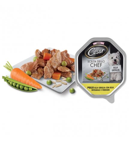 CESAR CANE CHEF AL POLLO ALLA GRIGLIA CON RISO INTEGRALE E VERDURE DA 150 GR