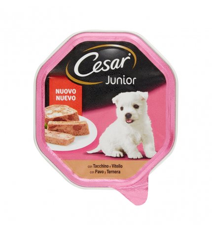 CESAR CANE CLASSIC JUNIOR CON VITELLO E TACCHINO DA 150 GR IN VASCHETTA