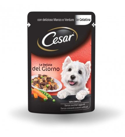 CESAR CANE DELIZIE AL MANZO E VERDURE IN GELATINA DA 100 GR
