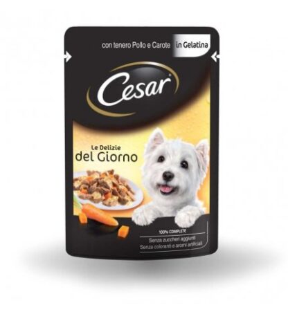 Cesar cane delizie al pollo e carote in gelatina da 100 gr