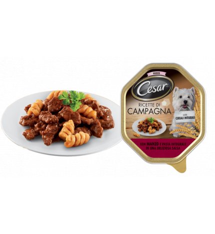 Cesar cane ricette di campagna ai cereali e manzo da 150 gr