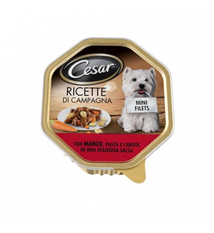 CESAR CANE RICETTE DI CAMPAGNA AL MANZO PASTA E CAROTE DA 150 GR