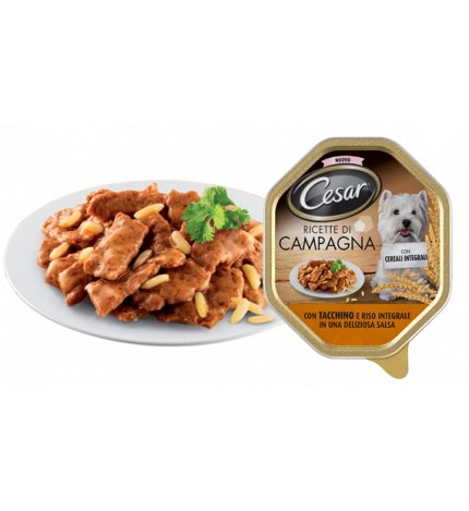 Cesar cane ricette di campagna al tacchino e cereali integrali da 150 gr