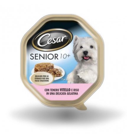 Cesar cane senior 10+ al vitello e riso in gelatina da 150 gr