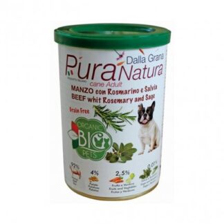 Dalla grana pura natura cane adult bio con manzo salvia e rosmarino da 400 gr in lattina