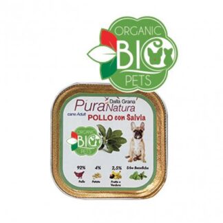 Dalla grana pura natura cane adult bio con pollo e salvia da 150 gr in vaschetta