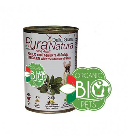 Dalla grana pura natura cane adult bio con pollo e salvia da 400 gr in lattina