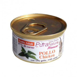 Dalla grana pura natura gatto adult mousse pollo con erba gatta da 85 gr in lattina