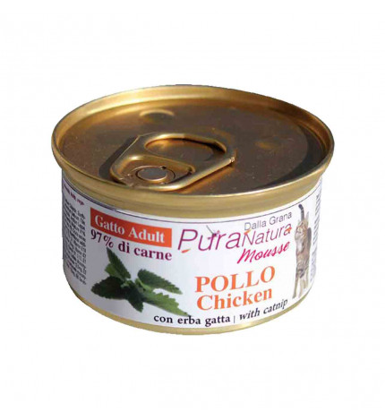 Dalla grana pura natura gatto adult mousse pollo con erba gatta da 85 gr in lattina