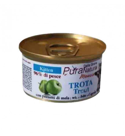 DDalla grana pura natura gatto kitten mousse trota da 85 gr in lattina