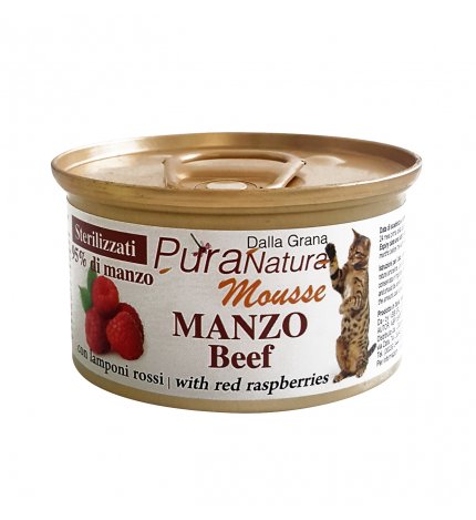 DALLA GRANA PURA NATURA GATTO STERILIZZATO MOUSSE MANZO DA 85 GR IN LATTINA