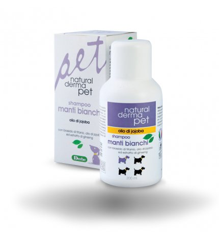Derbe cane natural derma pet shampoo per manti bianchi da 200 ml
