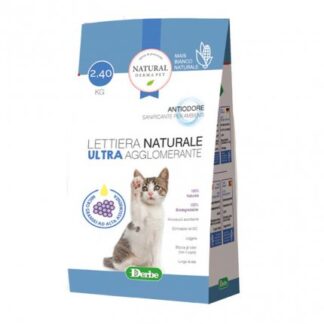 DERBE GATTO LETTIERA NATURAL DERMA PET ULTRA AGGLOMERANTE DA 2,4 KG