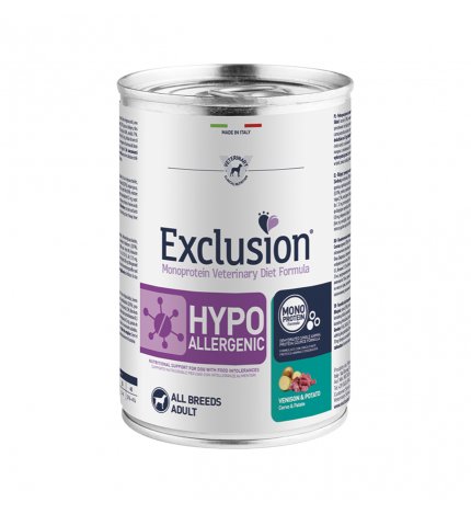 DORADO EXCLUSION CANE DIET ADULT ALL BREED HYPOALLERGENIC CERVO E PATATE DA 400 GR IN LATTINA