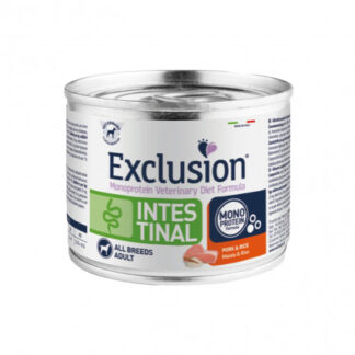 DORADO EXCLUSION CANE DIET ADULT ALL BREED INTESTINAL MAIALE E RISO DA 200 GR IN LATTINA