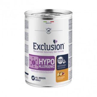 DORADO EXCLUSION CANE DIET ADULT ALL BREEDS HYPOALLERGENIC ANATRA E PATATE DA 400 GR IN LATTINA