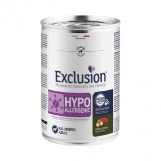DORADO EXCLUSION CANE DIET ADULT ALL BREEDS HYPOALLERGENIC CAVALLO E PATATE DA 400 GR IN LATTINA