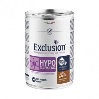 DORADO EXCLUSION CANE DIET ADULT ALL BREEDS HYPOALLERGENIC CONIGLIO E PATATE DA 400 GR IN LATTINA