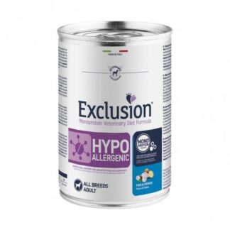 DORADO EXCLUSION CANE DIET ADULT ALL BREEDS HYPOALLERGENIC PESCE E PATATE DA 400 GR IN LATTINA
