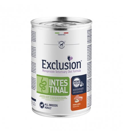 DORADO EXCLUSION CANE DIET ADULT ALL BREEDS INTESTINAL MAIALE E RISO DA 400 GR IN LATTINA